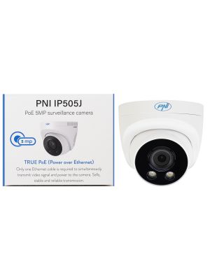 Камера за видеонаблюдение PNI IP505J POE, 5MP, куполна, 2.8mm, за външна употреба, бяла