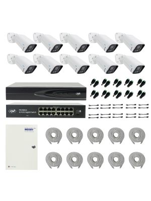 PNI House IP816 NVR пакет с 10 PNI IP780 4MP камери, източник, превключвател, кабели, щепсели и сплитери