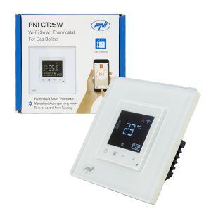 Интелигентен термостат PNI CT25W WiFi за централно отопление на газ, вграден монтаж, 16A, управление от приложението Tuya Sm