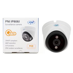 Камера за видеонаблюдение PNI IP808J, POE, 8MP, черна светлина, обектив 2.8mm, за външна употреба, бяла