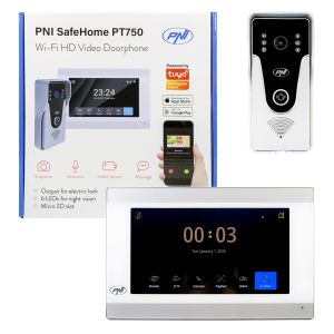 Интелигентен видеодомофон PNI SafeHome PT750 WiFi HD, P2P, вътрешен монитор, специално приложение Tuya Smart, интеграция в